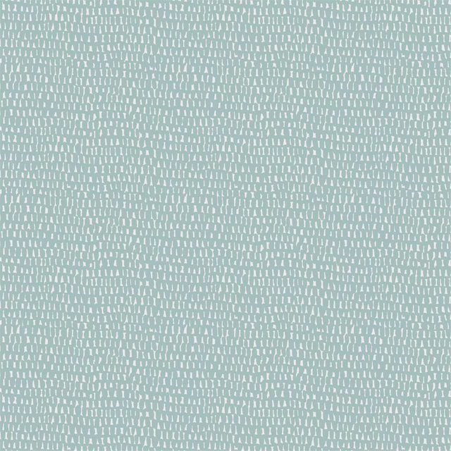 Muted sky-blue woven fabric with dense ivory vertical dash motifs and tactile texture