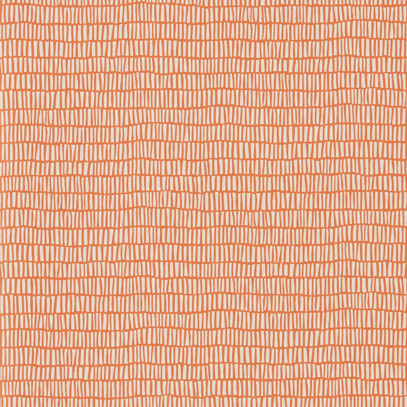 Warm paprika coral wallpaper with an irregular pale grid and hand-drawn lines