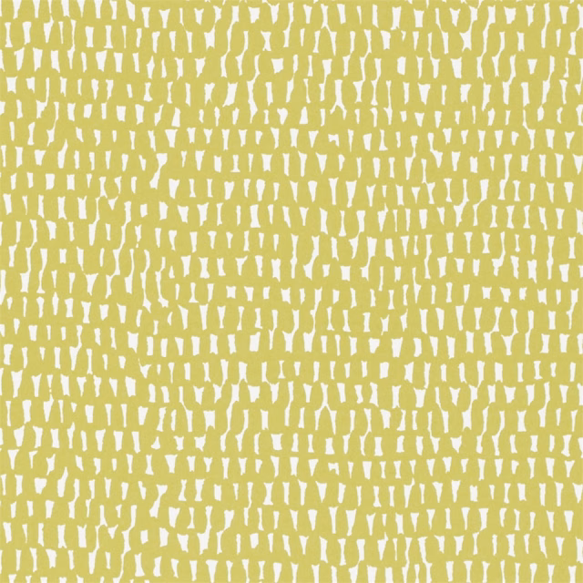 Kiwi-green wallpaper with dense broken ivory vertical marks in a small repeat