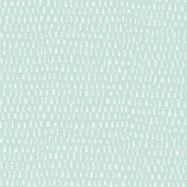 Pale aqua wallpaper with dense white irregular vertical marks in a small repeat