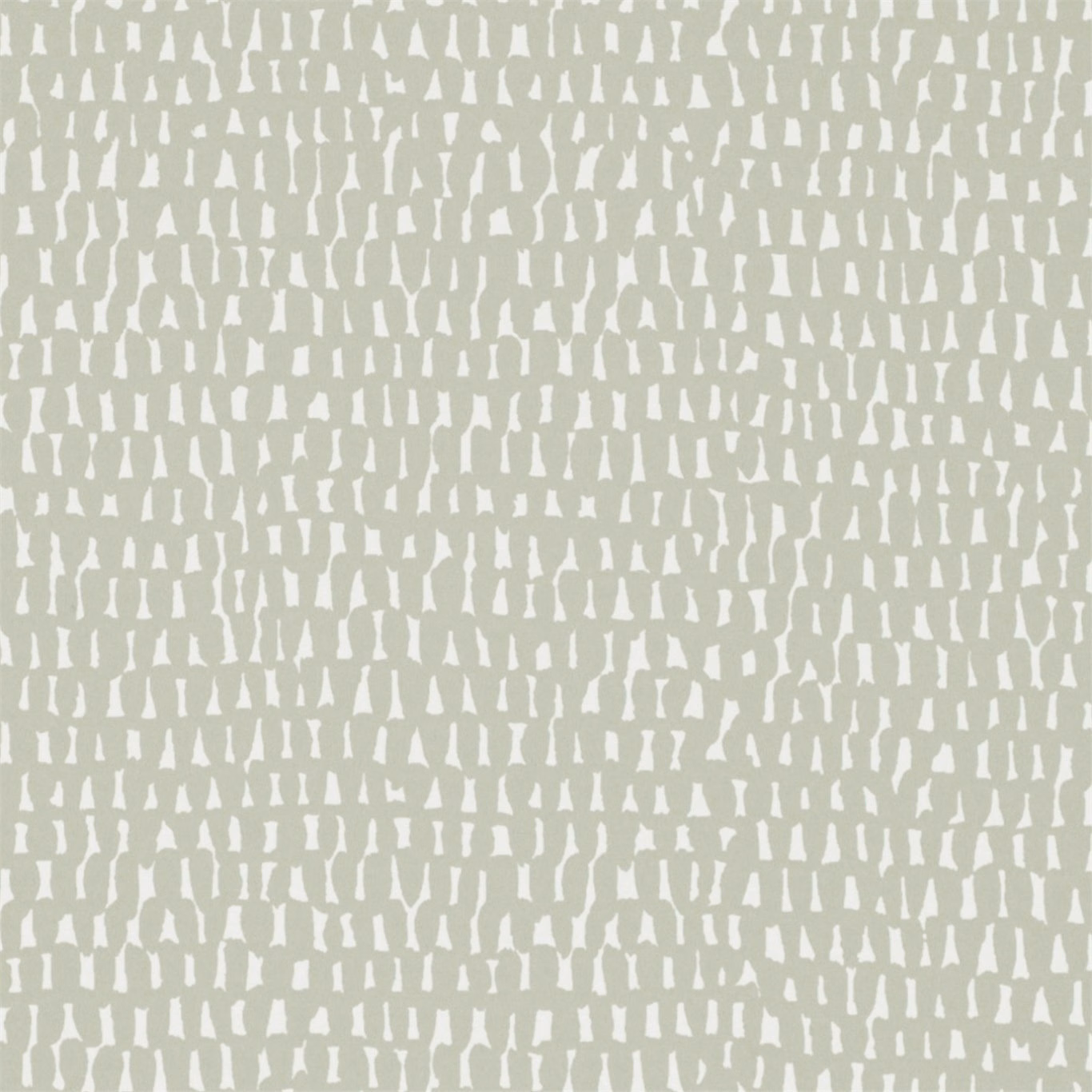 Soft putty-grey wallpaper with dense broken white vertical marks in a small-scale repeat