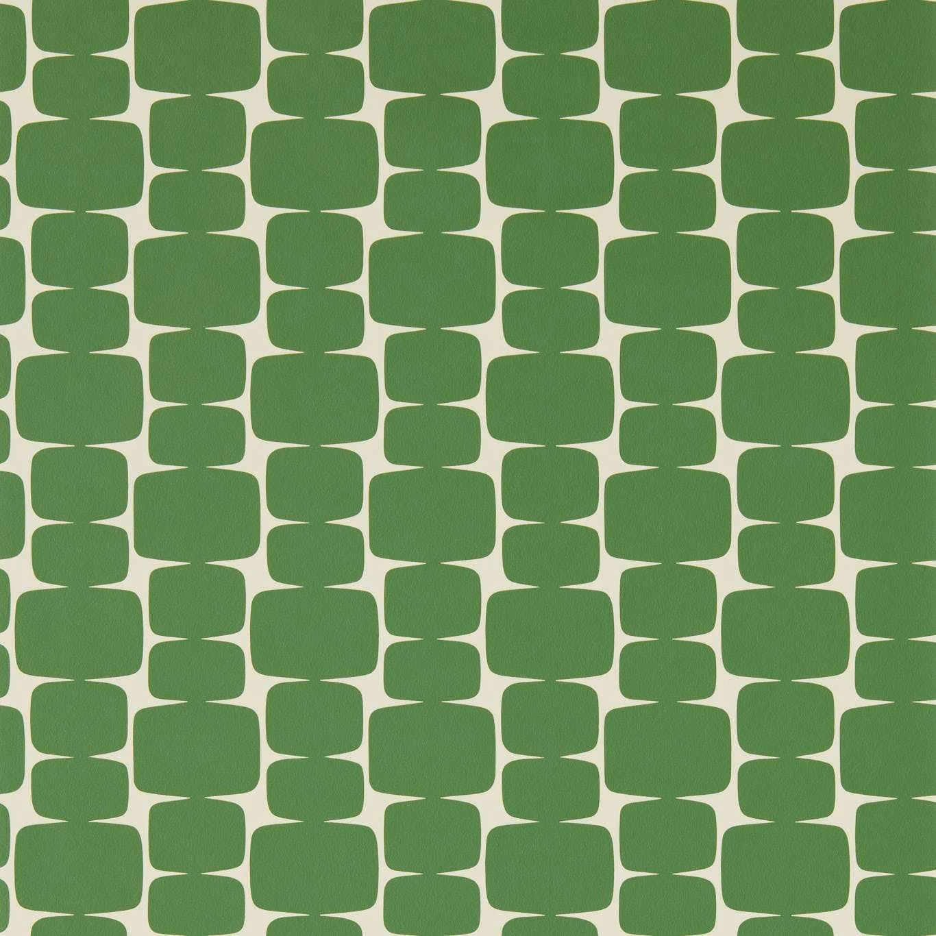 Juniper green wallpaper with staggered darker olive rounded rectangle motifs