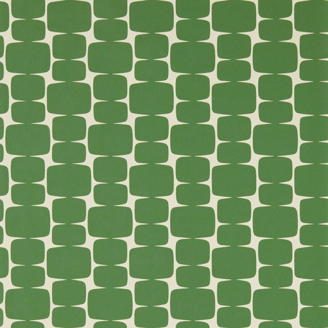 Juniper green wallpaper with staggered darker olive rounded rectangle motifs