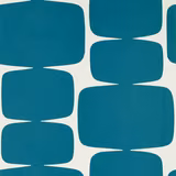 Deep teal rounded blocks on an ivory ground in Lohko Waterfall wallpaper