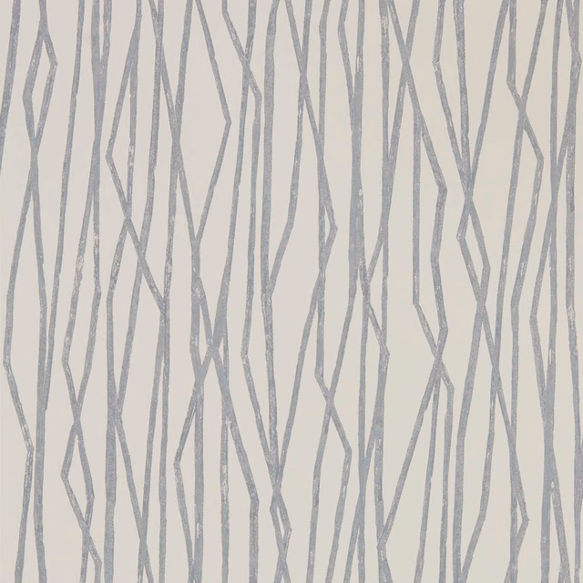 Pale fossil-grey wallpaper with fine irregular vertical branch lines on a warm stone ground