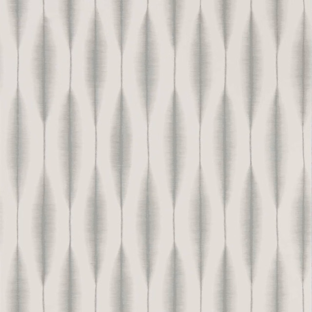 Pale birch-grey elongated motifs with softly brushed edges on an ivory wallpaper ground