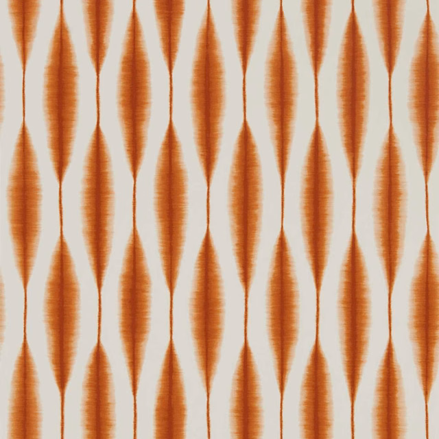 Burnt chilli-orange elongated ikat motifs on a softly textured cream ground