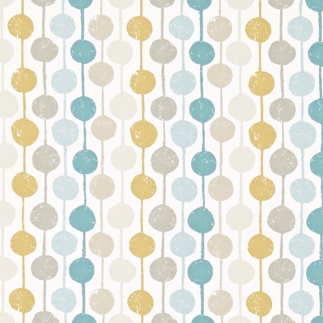 Seaglass teal, chalk, grey and honey circles linked in vertical rows