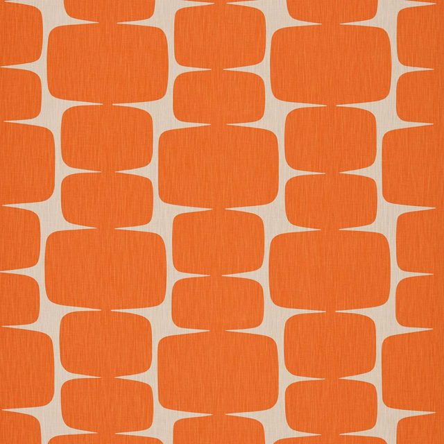 Paprika-orange geometric block fabric with fine vertical weave and pebble channels