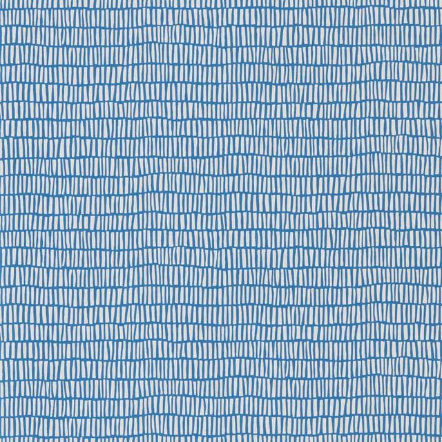 Irregular denim-blue ladder marks forming a dense grid on a pale ground