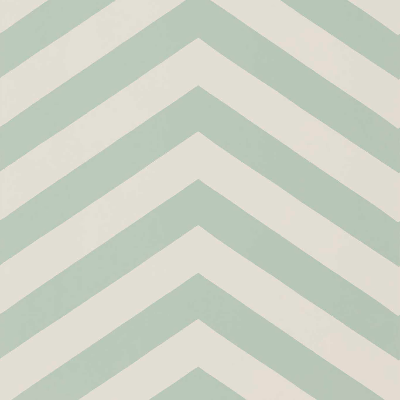 Pale sage and ivory chevron wallpaper with broad angular zigzag bands