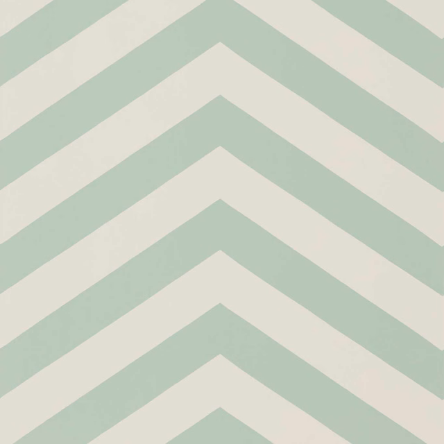 Pale sage and ivory chevron wallpaper with broad angular zigzag bands