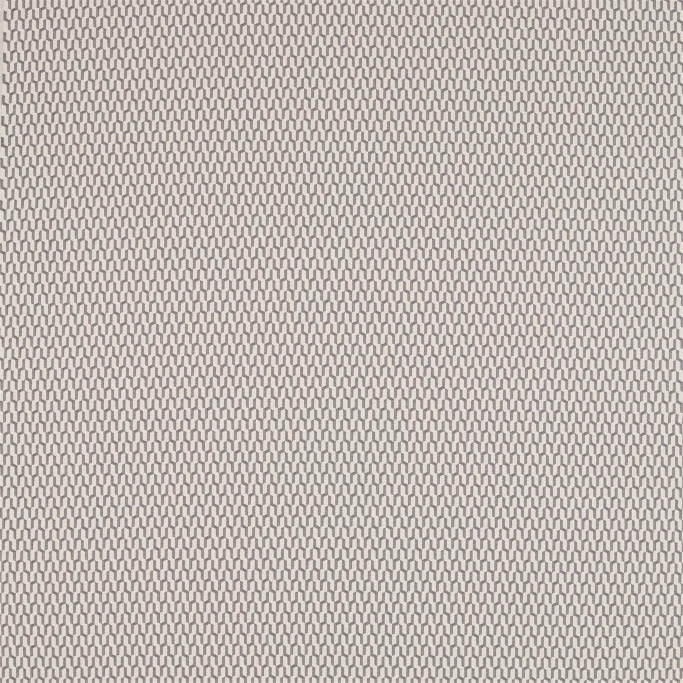 Cool steel-grey fabric with a tiny interlocking geometric weave and softly flecked texture