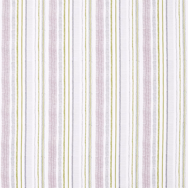 Pale ground with sage, periwinkle and lilac broken vertical woven stripes