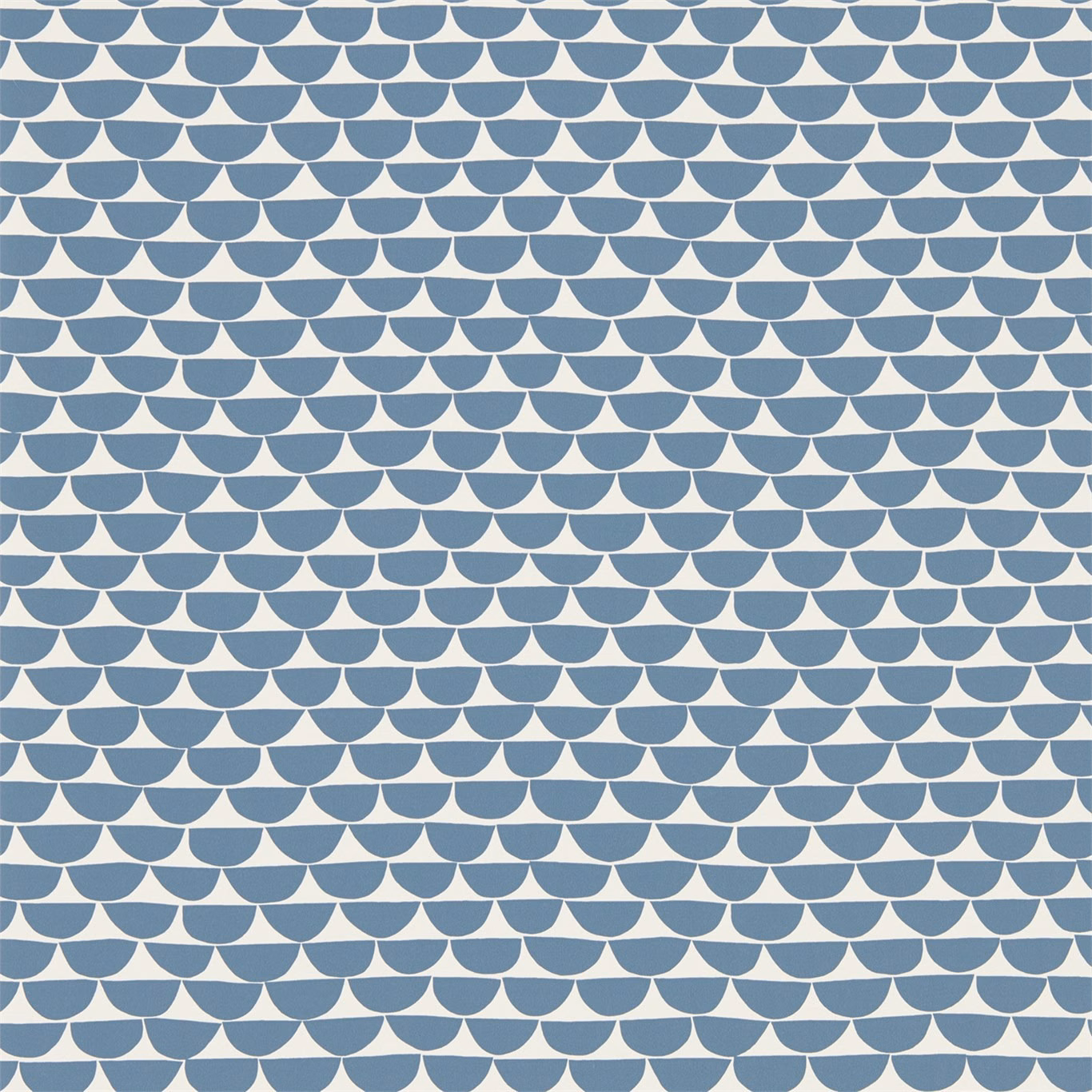Muted lake-blue scallop rows on a pale ground, Kielo Lake wallpaper