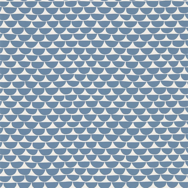 Muted lake-blue scallop rows on a pale ground, Kielo Lake wallpaper