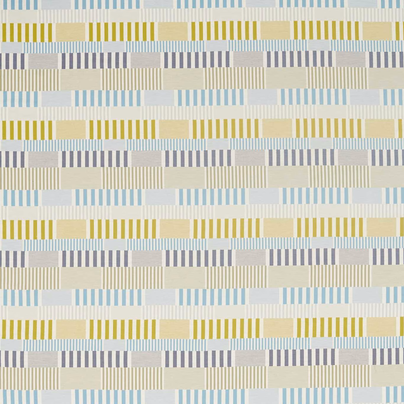 Pale aqua, kiwi and midnight striped woven fabric with stepped rectangular bands
