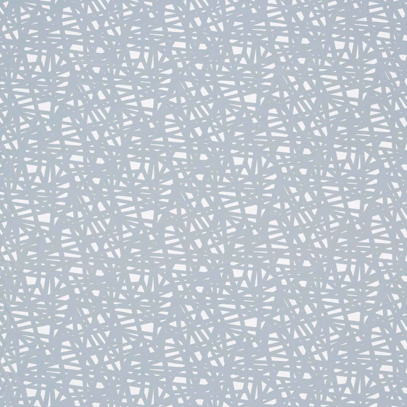Cool blue-grey fabric with dense overlapping slate linear marks and a softly woven surface
