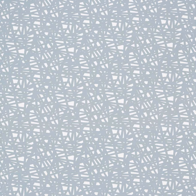 Cool blue-grey fabric with dense overlapping slate linear marks and a softly woven surface