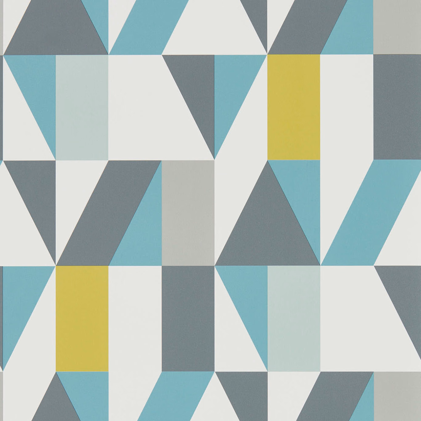 Marine, slate, pale aqua and kiwi geometric wallpaper with angular triangular blocks