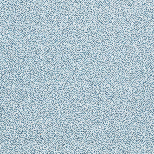 Close-up of Coast Blue fabric with fine blue squiggles on a pale ground
