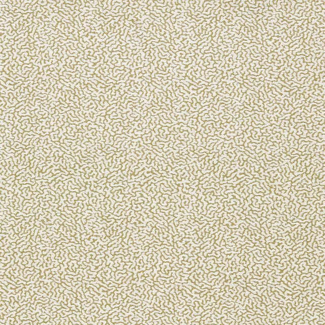 Muted duckweed-green squiggle weave on a warm cream fabric ground