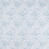 Pale mist blue-grey woven fabric with stylised botanical landscape motifs
