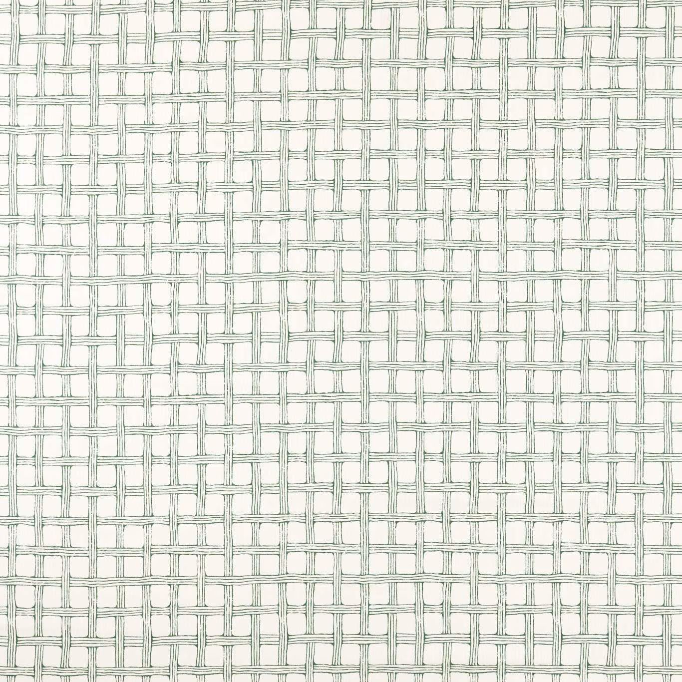Pale ground with fine, uneven forest-green fretwork lattice lines