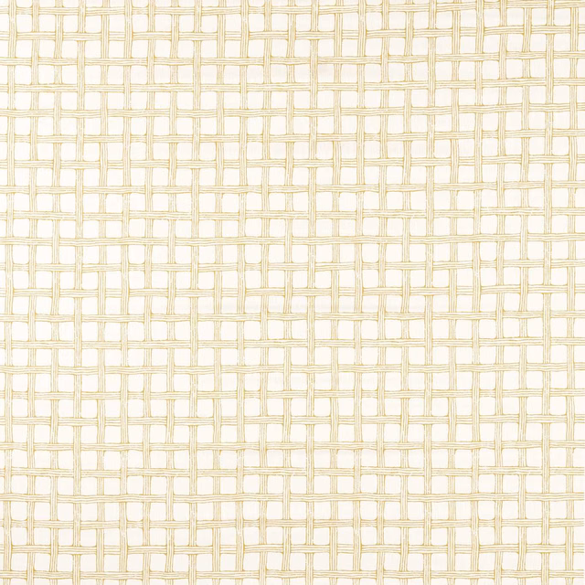 Warm honey fretwork lattice on a softly ivory fabric ground