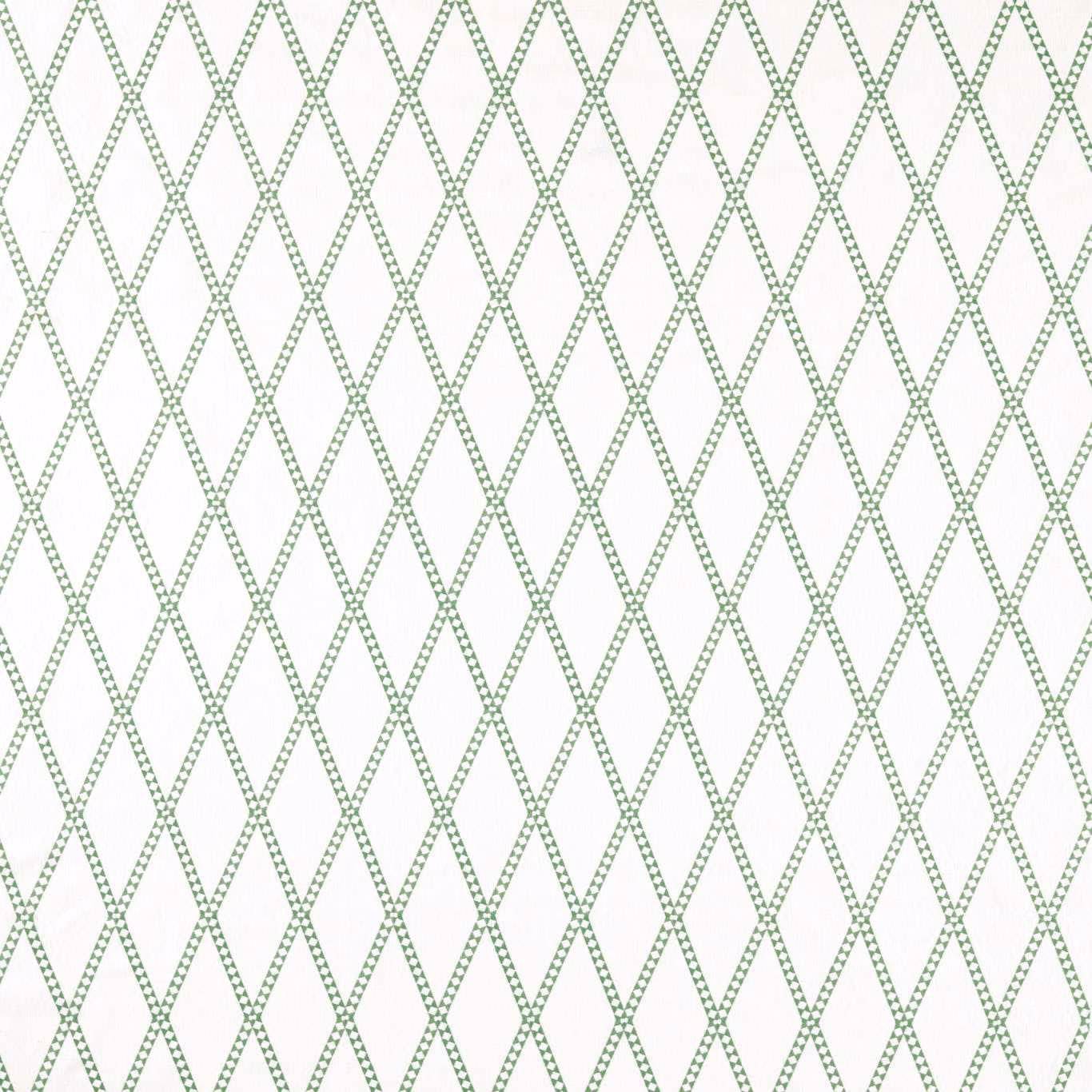Ivory fabric with pale forest-green embroidered diamond lattice