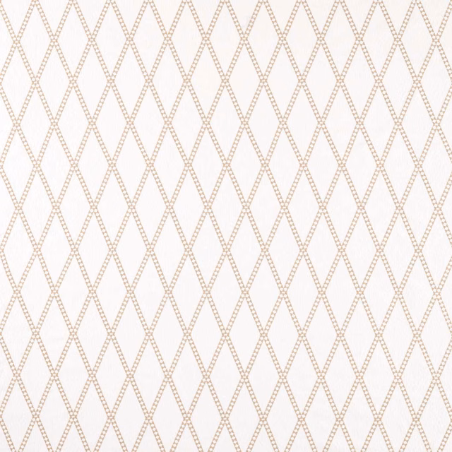 Ivory textile with fine pebble-beige embroidered diamond lines and dotted texture