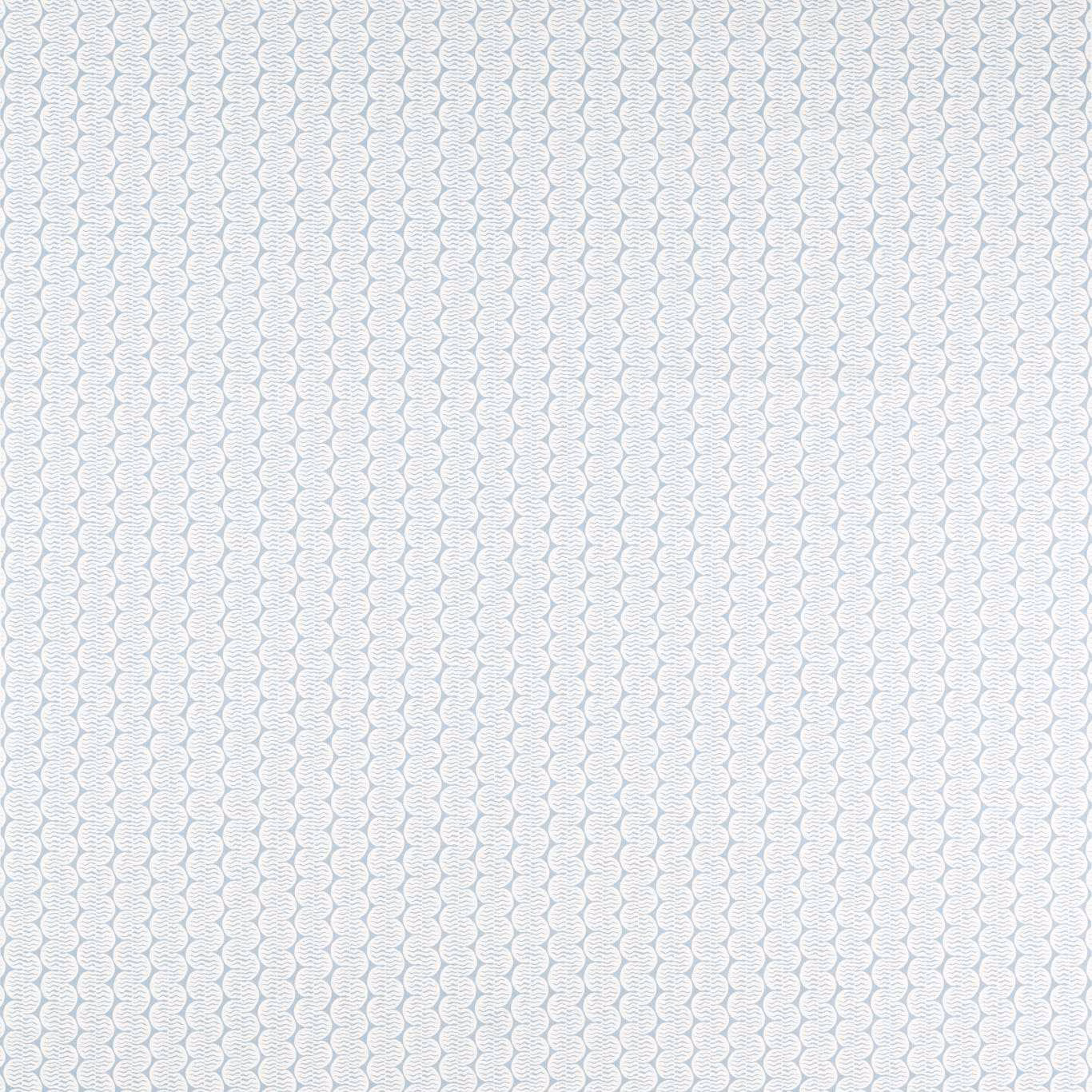 Pale blue-grey looped stripe columns on a light Coast Blue fabric ground
