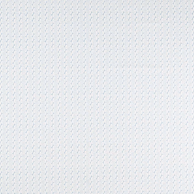 Pale blue-grey looped stripe columns on a light Coast Blue fabric ground