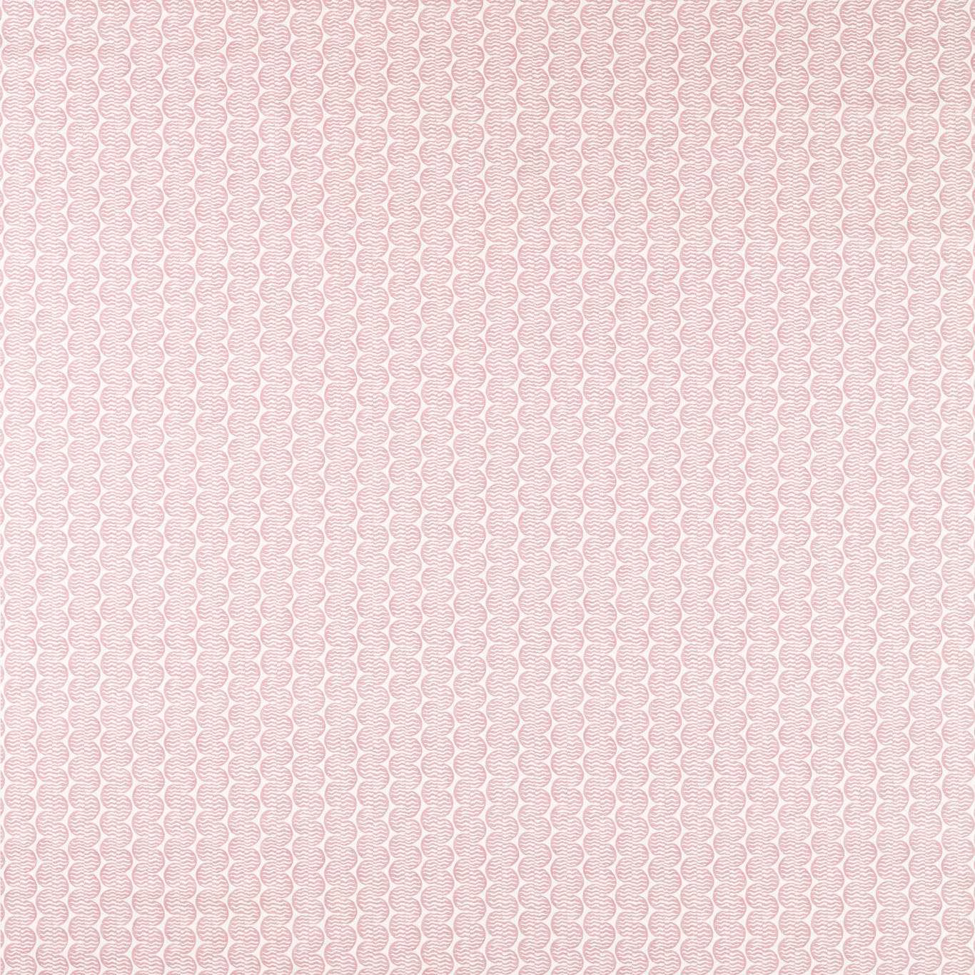 Pale dusk-pink textile with tiny linked oval motifs and a softly textured weave