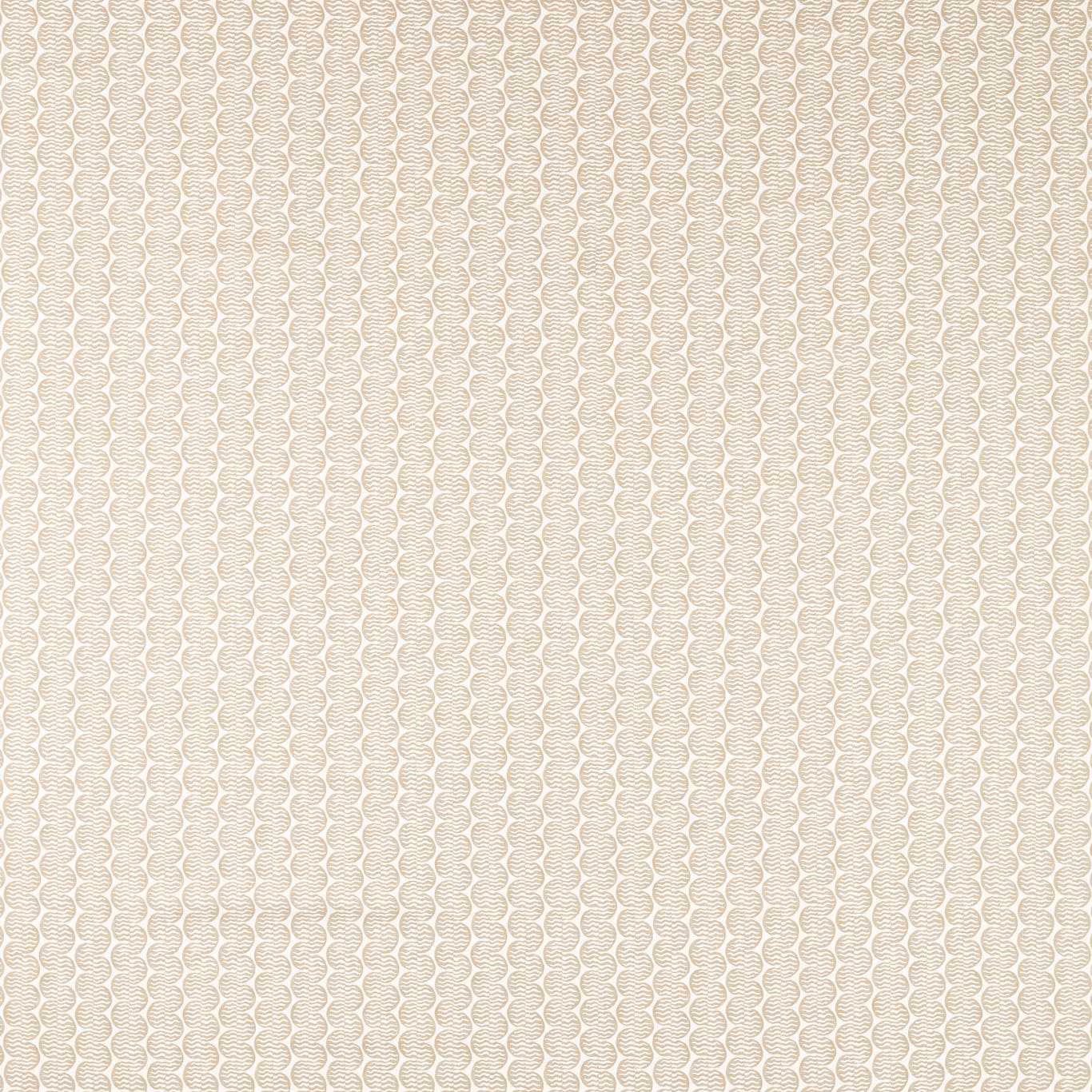 Pale mushroom taupe fabric with repeating ivory looped vertical stripes