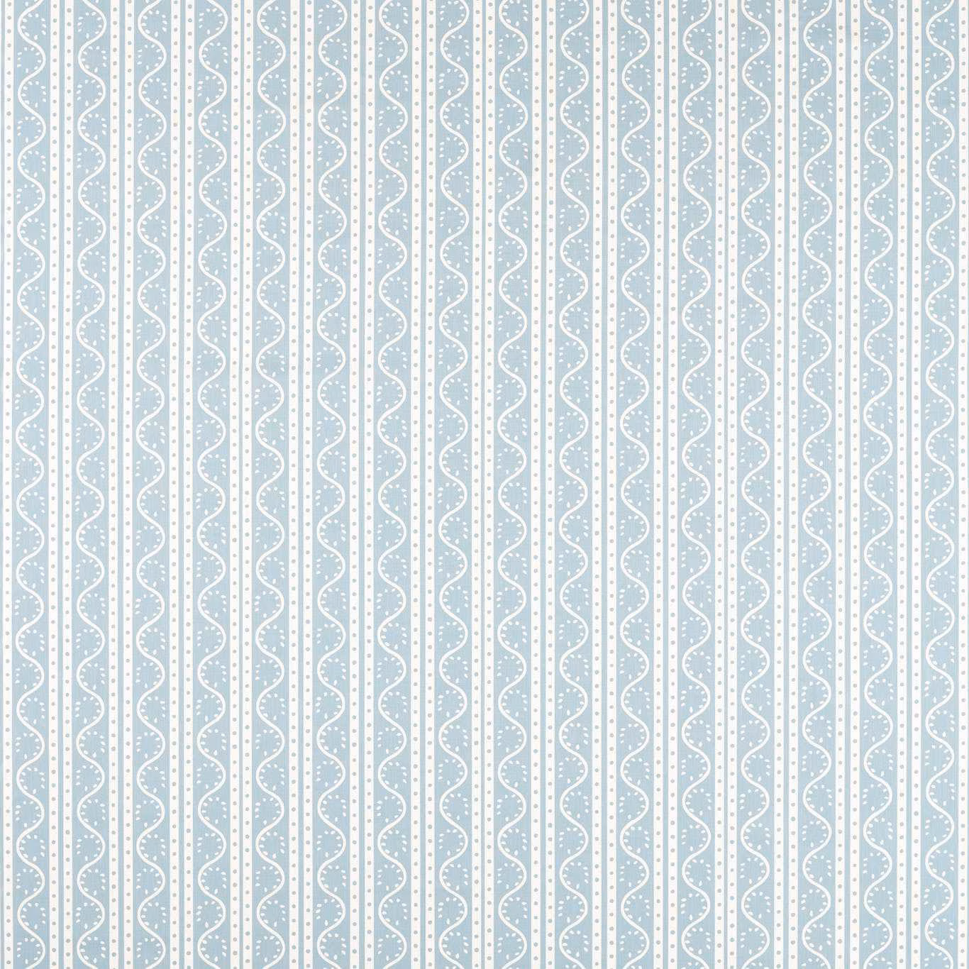Pale coast-blue fabric with white wavy dotted vertical columns