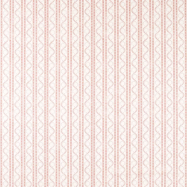 Ivory fabric with muted dusk-pink looping vertical stripes and tiny dotted marks