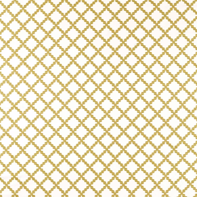 Warm honey-gold embroidered lattice on an ivory ground with raised textured lines