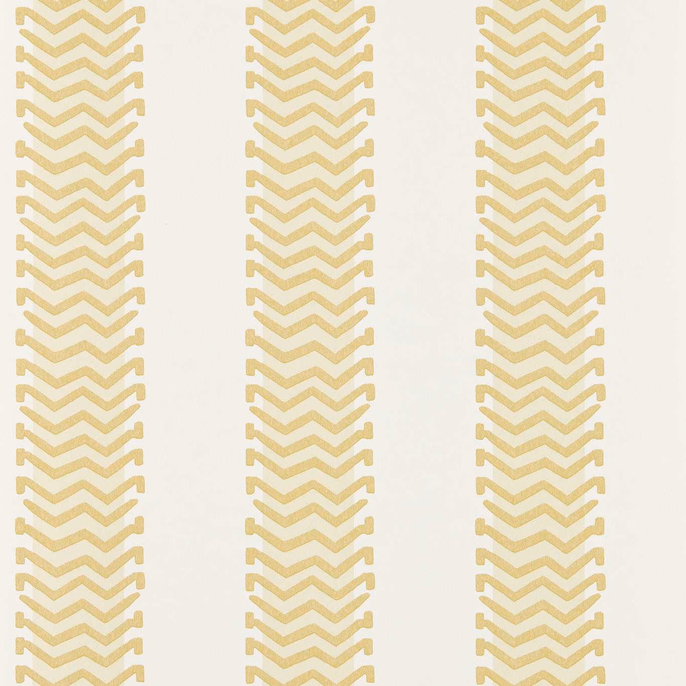 Cream wallpaper with vertical columns of textured honey-gold chevron stripes