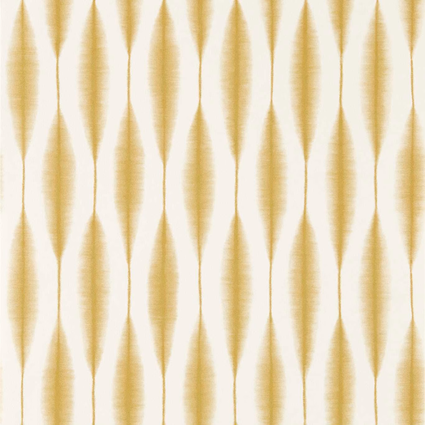 Ivory wallpaper with vertical elongated barley-gold diamond motifs and softly brushed texture