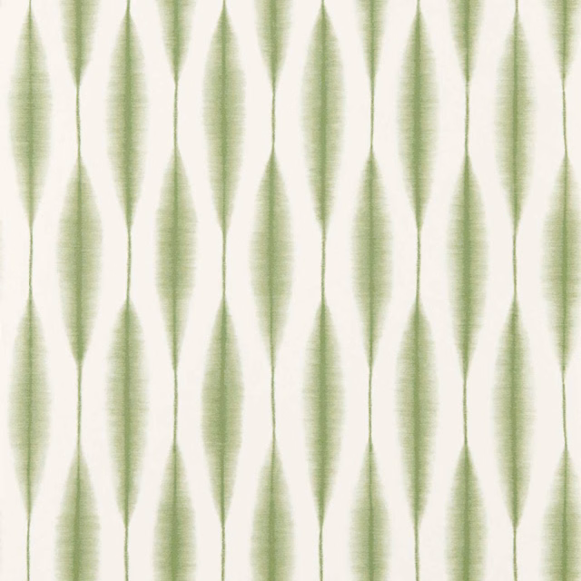 Pale sage-green pointed vertical motifs on a softly brushed white wallpaper ground