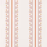 Blush pink wavy stripes with orange dots and terracotta lines on cream wallpaper