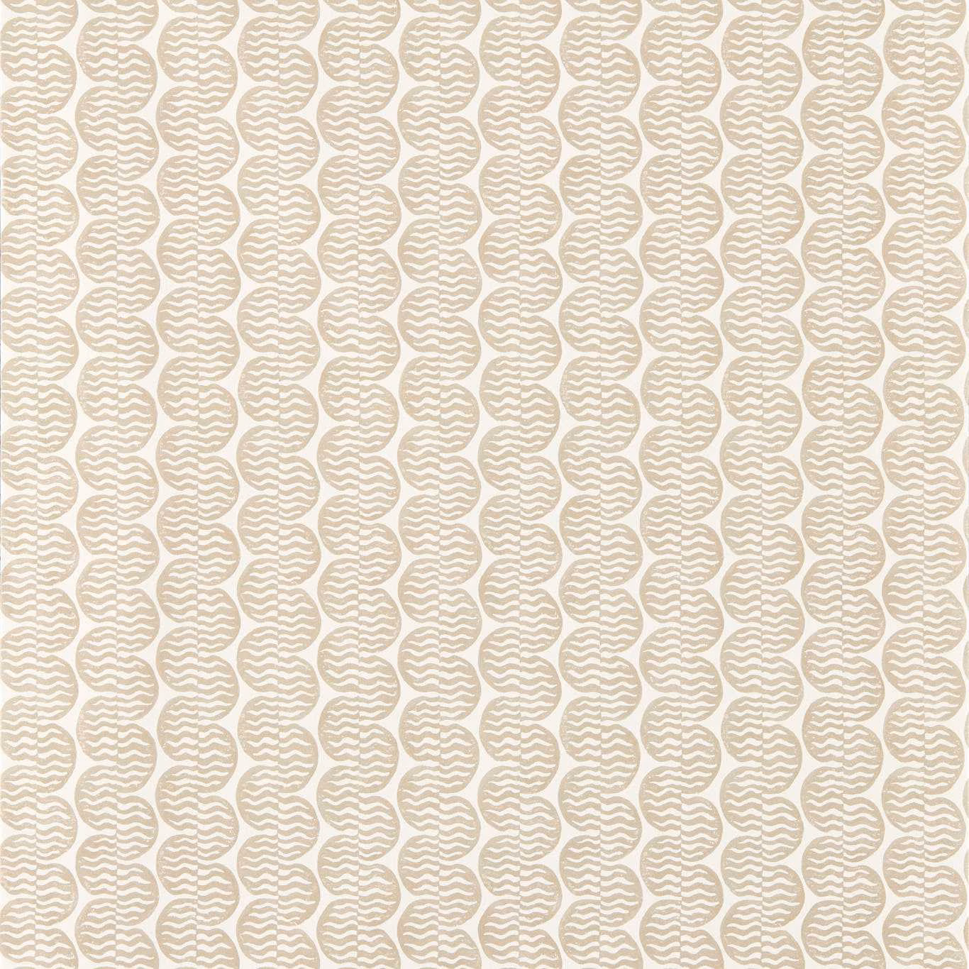 Mushroom taupe wavy oval motifs in neat vertical stripes on cream