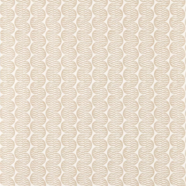 Mushroom taupe wavy oval motifs in neat vertical stripes on cream