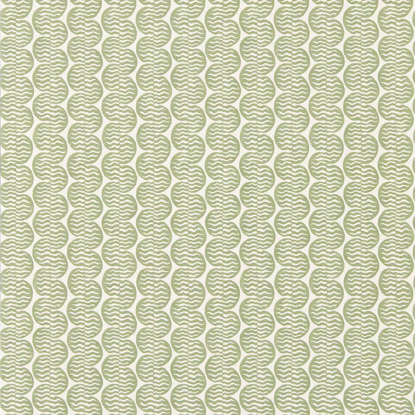 Muted pine-green oval wave motifs in orderly vertical rows on a pale ground