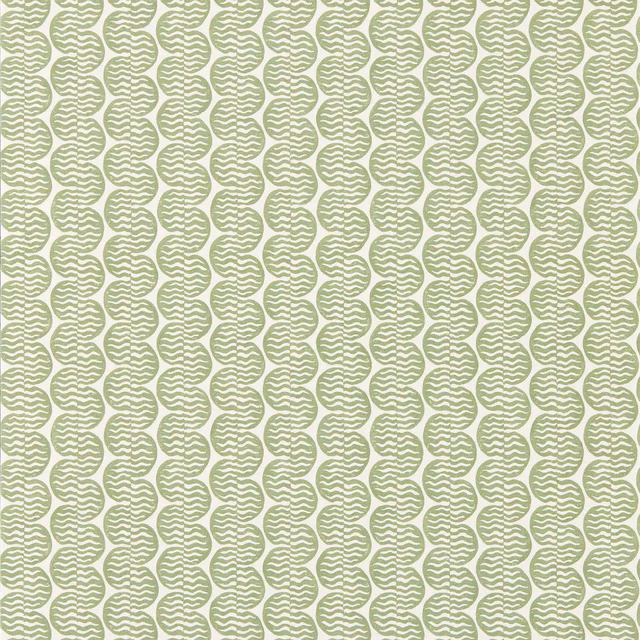 Muted pine-green oval wave motifs in orderly vertical rows on a pale ground