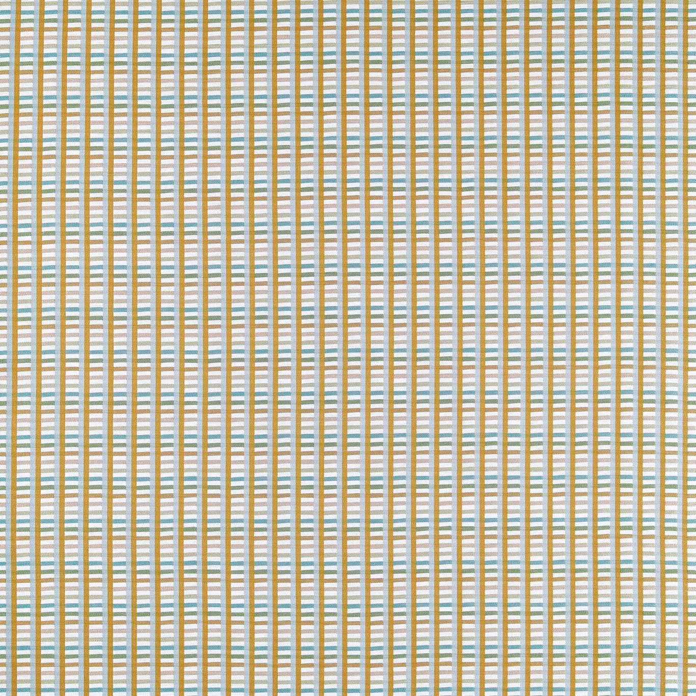 Warm honey, cream and blue-green woven stripes with fine horizontal flecks