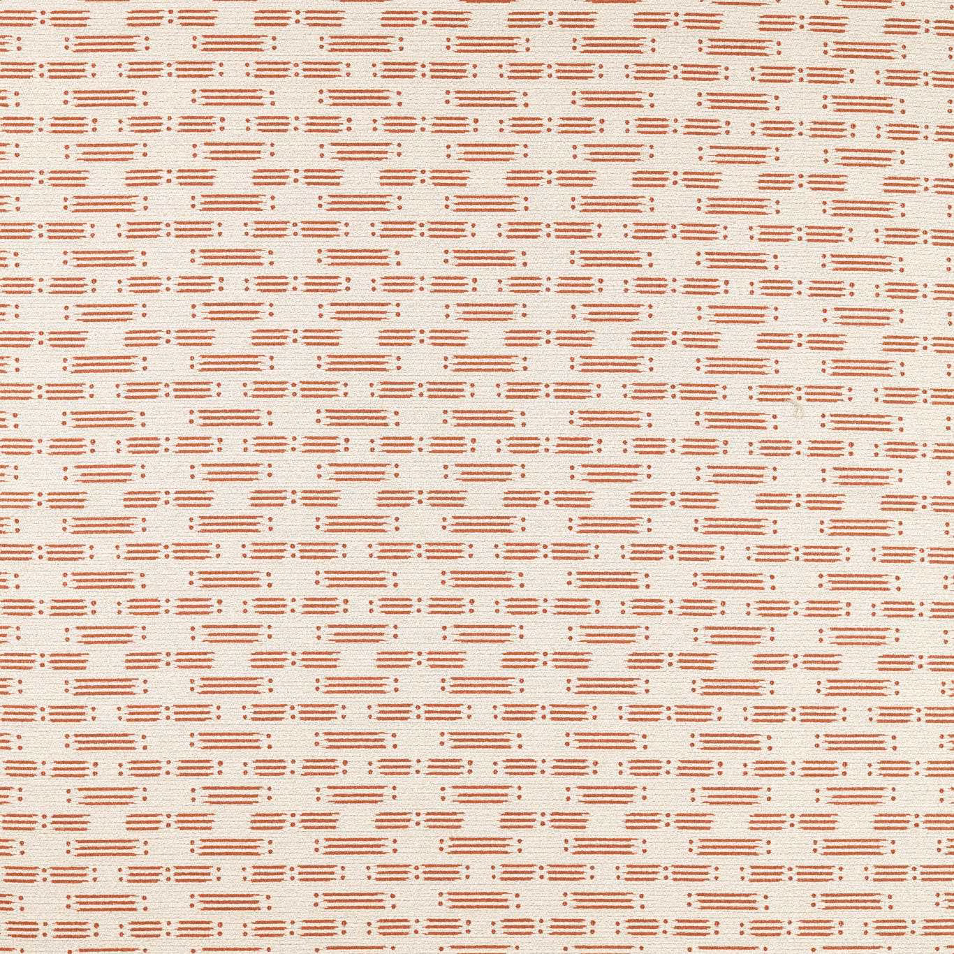Warm ladybird red matchstick lines scattered across a textured ivory woven ground