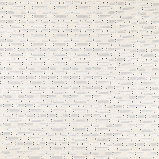 Cool ivory woven ground with charcoal dots and fine horizontal matchstick marks