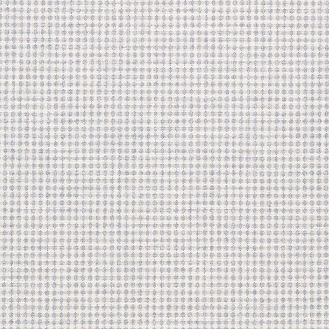 Pale lavender-blue woven swatch with tiny linked geometric motifs on a light ground